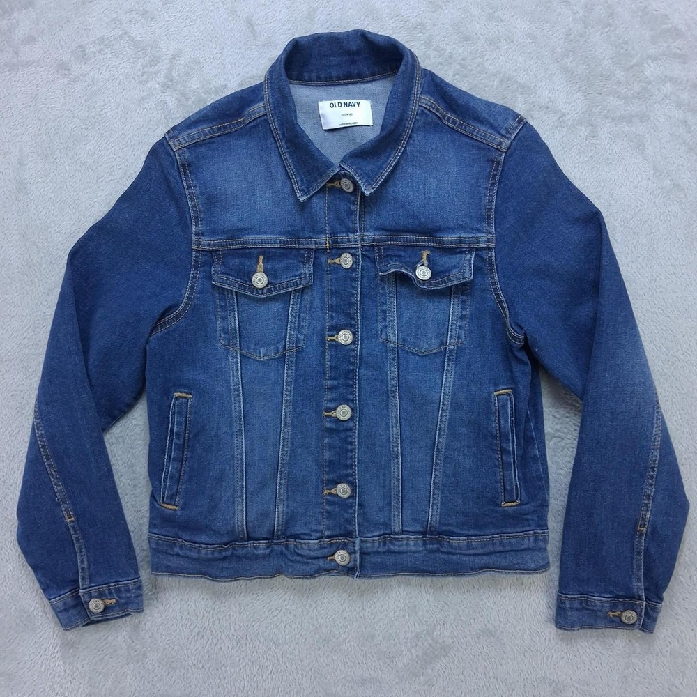 Old Navy Girls Denim Jacket XL 14-16 Blue Jean Button Front Classic Layering